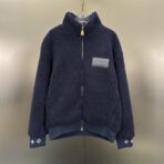 Louis Vuitton Leather Patch Fleece Blouson Black