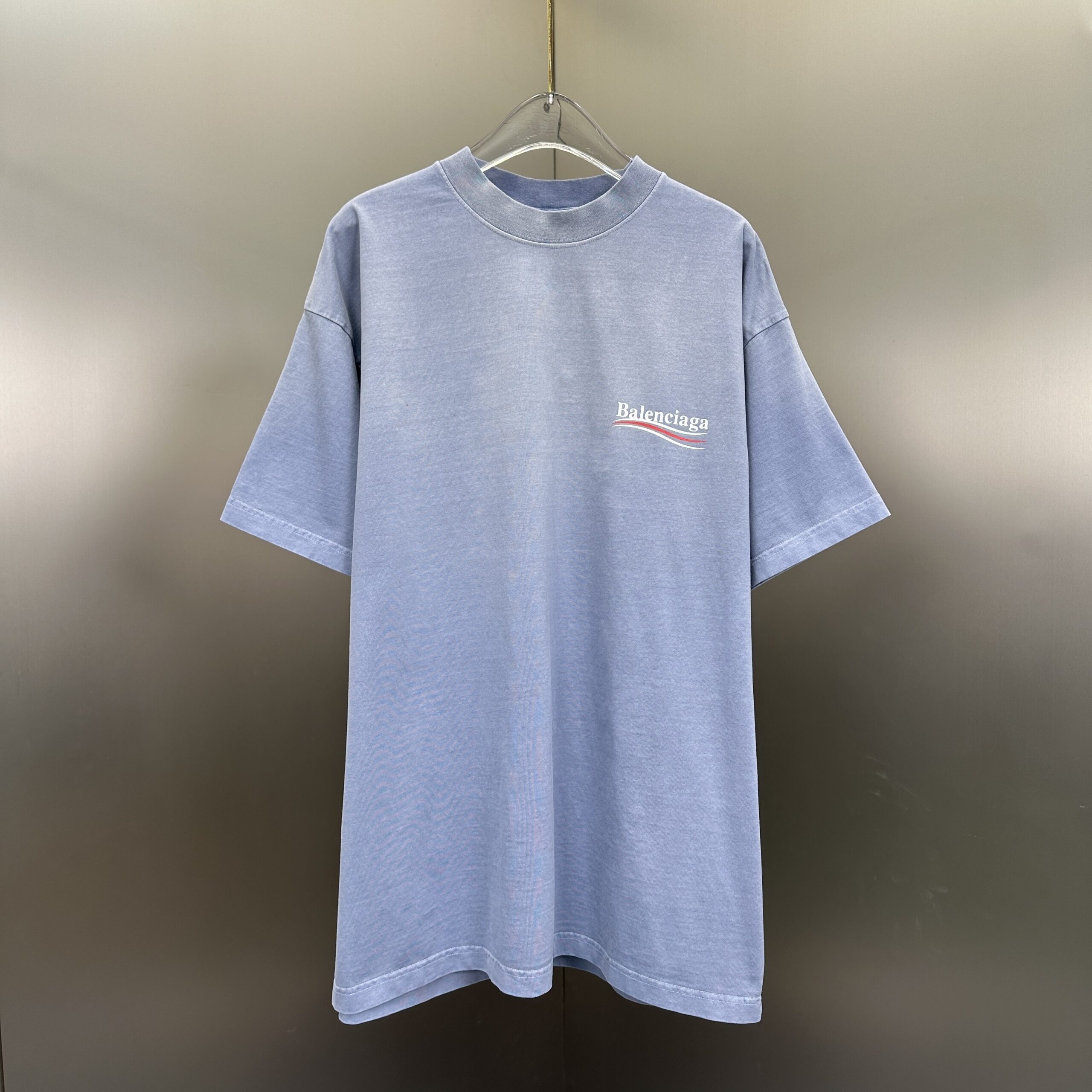 249e343f Balenciaga Political Campaign Medium Fit T-shirt in faded blue cotton jersey. - Image 1