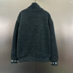 Louis Vuitton Leather Patch Fleece Blouson in a dark green color - Image 3