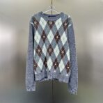 Louis Vuitton Argyle Crewneck sweater in graphite baby merino wool