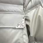 Prada Re-Nylon Hooded Down Jacket Beige - Image 10