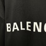 Balenciaga White Logo Embroidered Cotton T-Shirt Black - Image 4