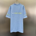 Balenciaga oversized logo-embroidered cotton-jersey T-shirt in blue.