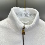 Louis Vuitton Leather Patch Fleece Blouson in white - Image 4
