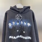 Balenciaga Rammstein drop-shoulder hoodie in black cotton with a graphic print - Image 8