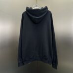 Balenciaga Black Oversized Cotton Logo Hoodie - Image 6