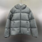 Prada Re-Nylon Hooded Down Jacket Dark Gray