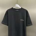 Balenciaga White Logo Embroidered Cotton T-Shirt Black - Image 3