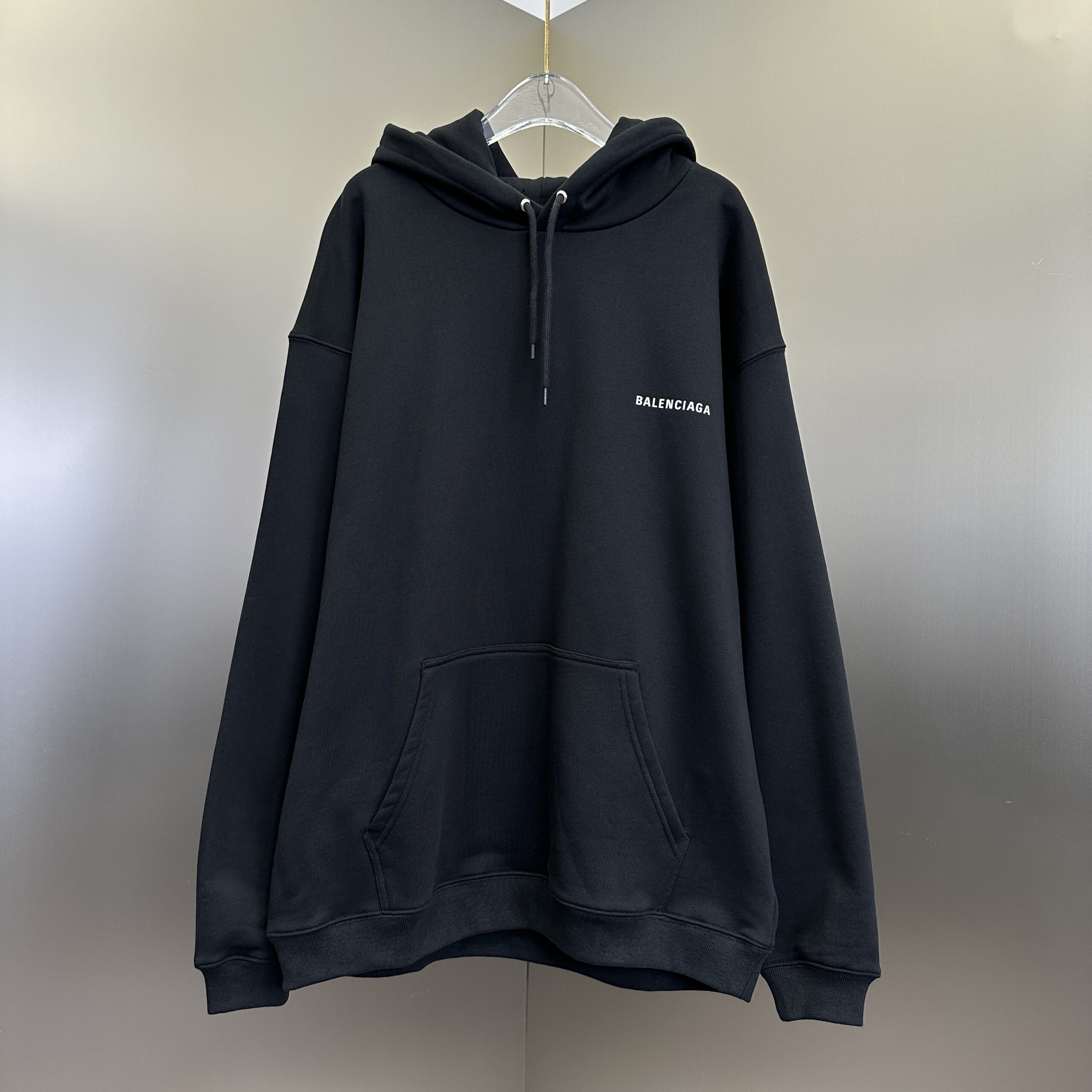 62305757 Balenciaga logo-print cotton hoodie Black - Image 1