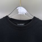 Balenciaga White Logo Embroidered Cotton T-Shirt Black - Image 5