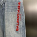 Balenciaga logo-embroidered wide-leg jeans in light blue cotton denim - Image 11