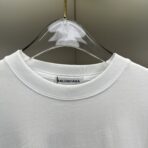 Balenciaga White Logo Embroidered Cotton T-Shirt White - Image 3