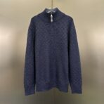Louis Vuitton Cashmere-Wool Blend Half-Zip Pullover in navy blue