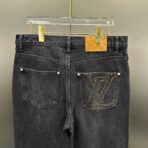Louis Vuitton black denim pants with a Monogram Macro motif - Image 4