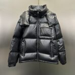 Prada Re-Nylon Hooded Down Jacket Black