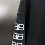 Balenciaga BB Paris Icon medium fit hoodie in black with a washed-out effect - Image 12