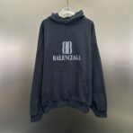 Balenciaga Black Oversized Cotton Logo Hoodie