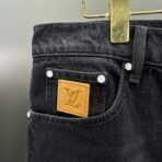 Louis Vuitton black denim pants with a Monogram Macro motif - Image 8