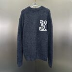 Louis Vuitton LV Intarsia Crewneck in navy, made from a wool and polyamide blend