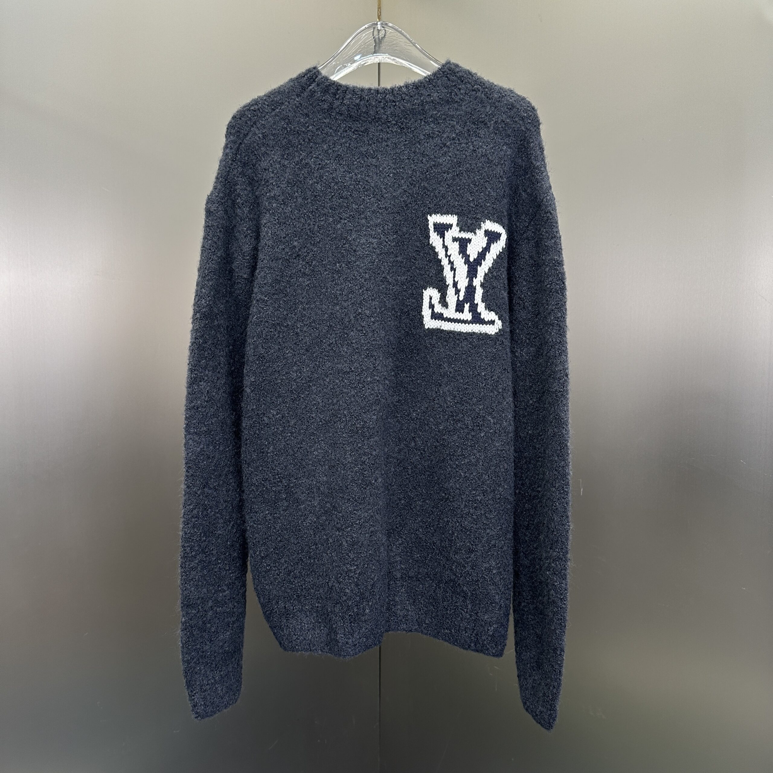 a86c9bea Louis Vuitton LV Intarsia Crewneck in navy, made from a wool and polyamide blend - Image 1