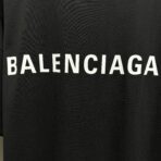 Balenciaga White Logo Embroidered Cotton T-Shirt Black - Image 6