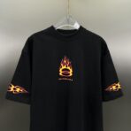 Balenciaga Flame Short Sleeve T-Shirt in washed-out black cotton-jersey - Image 9