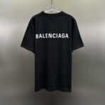 Balenciaga White Logo Embroidered Cotton T-Shirt Black - Image 10