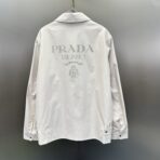 Prada Cotton-Blend Blouson Jacket Beige - Image 7