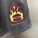 Balenciaga Flaming Unity distressed cotton-jersey shorts in black - Image 5