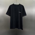 Balenciaga White Logo Embroidered Cotton T-Shirt Black