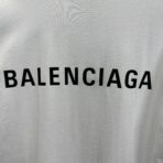 Balenciaga White Logo Embroidered Cotton T-Shirt White - Image 9