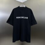 Balenciaga Mirror Logo T-shirt in black cotton jersey.