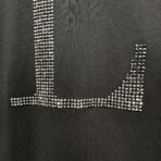 Louis Vuitton Rhinestone Signature T-Shirt in black cotton jersey with an LV chain embellishment. - Image 10