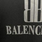 Balenciaga Black Oversized Cotton Logo Hoodie - Image 9