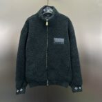 Louis Vuitton Leather Patch Fleece Blouson in a dark green color