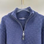 Louis Vuitton Cashmere-Wool Blend Half-Zip Pullover in navy blue - Image 9