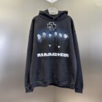 Balenciaga Rammstein drop-shoulder hoodie in black cotton with a graphic print